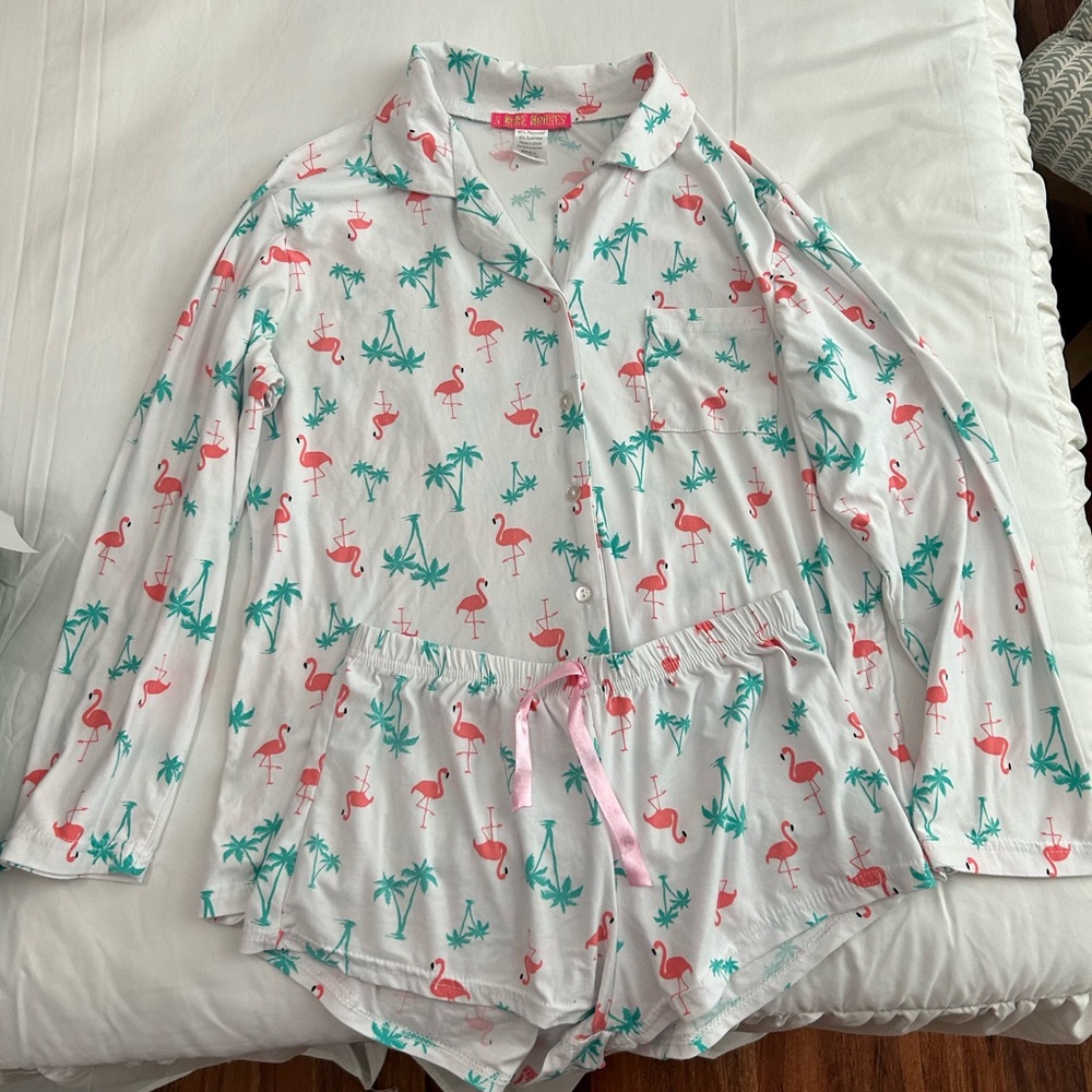 Pink Flamingo Pajama Short Set